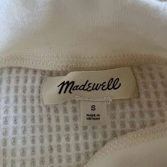 Madewell Mockneck Waffle Sweatshirt Tee Women Small Beige Long Sleeve NEW - Picture 5 of 15
